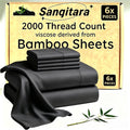 Cooling Bed Sheet Sets Bamboo Blend King Queen Full Twin – Ultra-Soft Deep Pocket Fitted Sheet for Hot Sleepers, Breathable Moisture-Wicking Lightweight Bedding White Black Apricot Gray Navy Purple