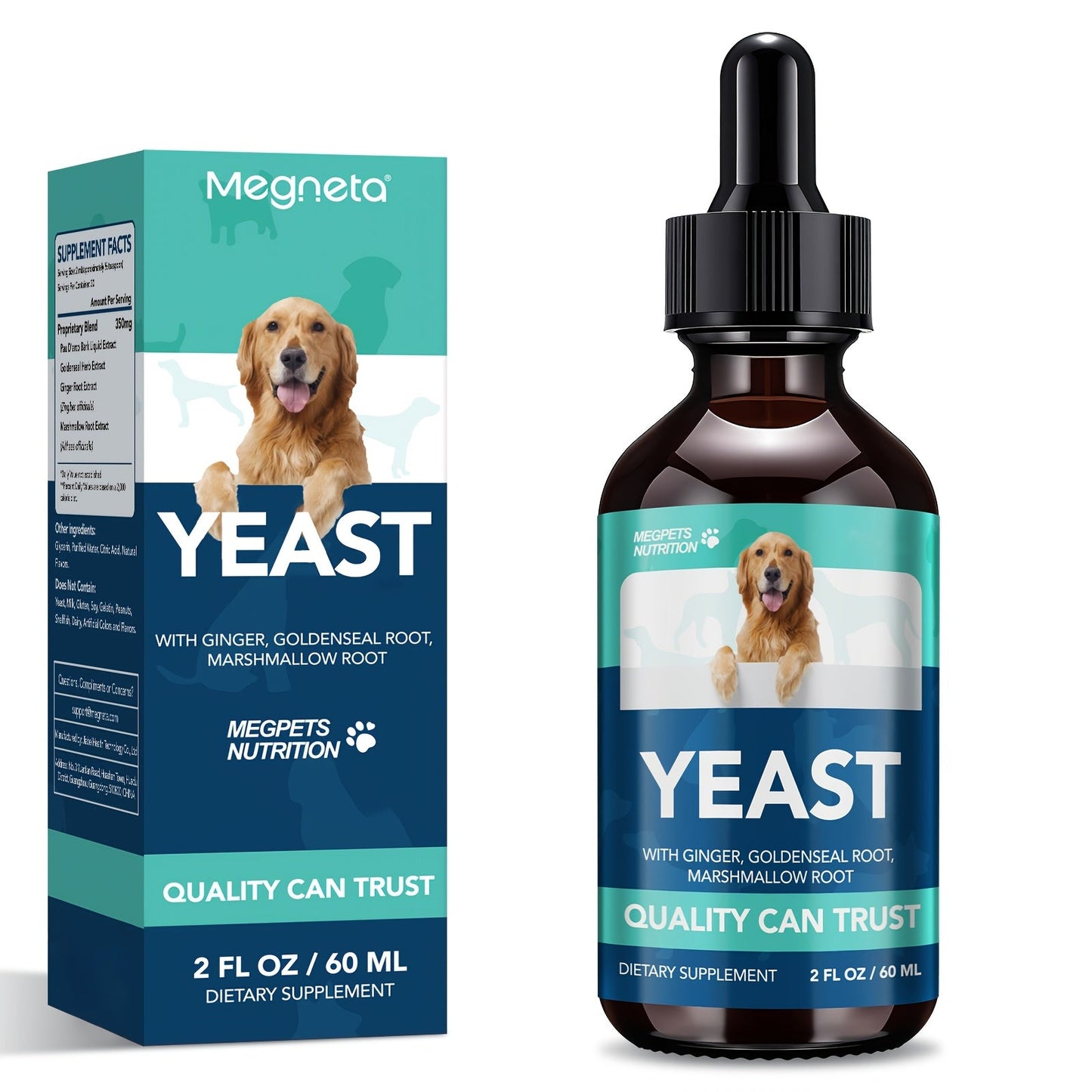 Yeast Health Drops for Dogs & Cats 2fl oz Liquid Supplement Skin Ear Vitality Easy Absorb Formula All Breeds Ages Pet Immune Support Probiotic Drops 60ml
