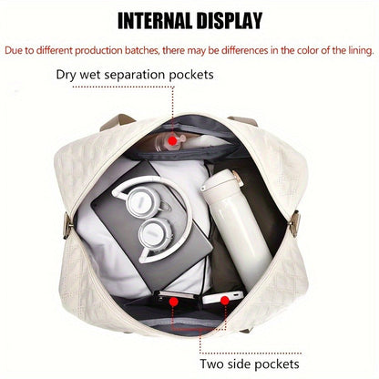 Gym Duffel Bag with Dry Wet Separation Compartment - Multifunctional Travel Bag with Double-Sided Pockets, Shoulder & Crossbody Strap, Waterproof Sports Bag for Gym, Weekend Trips, Swimming & Travel