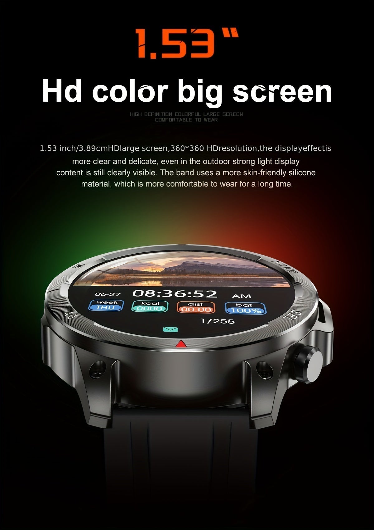 GPS Smartwatch for Men – 360×360 HD Screen, AI Voice, Wireless Calling, NFC, Compass, LED Lighting, Motion Trajectory, Outdoor Sport Fitness Tracker, Father's Day Gift