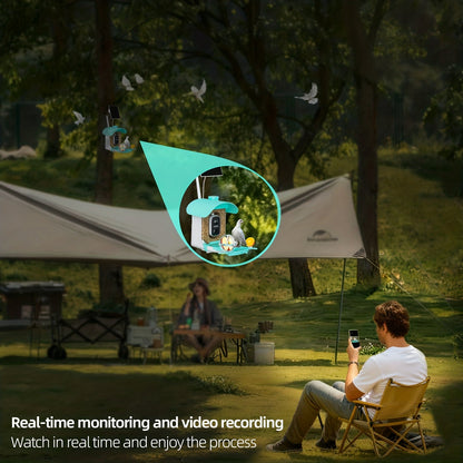 AI Smart Bird Feeder with Camera Solar Powered – 4MP 2K HD, Bird Species Identification, Motion Detection, Squirrel-Proof, IP66 Weatherproof, App Remote Monitoring, Gift for Bird Lovers