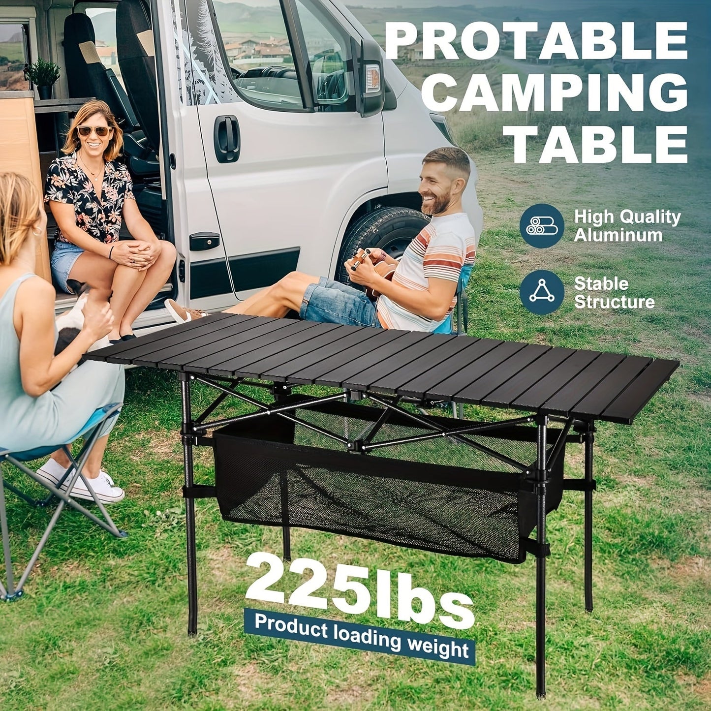 Folding Camping Table with Carry Bag – Lightweight Portable Outdoor Table 3 Sizes for Camping, Beach, Picnic, BBQ, Backyard, Boat & Travel, Easy Setup & Storage