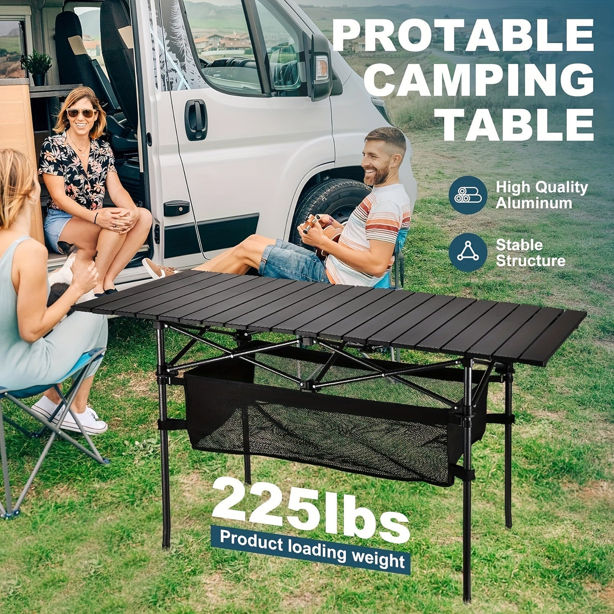 Folding Camping Table with Carry Bag – Lightweight Portable Outdoor Table 3 Sizes for Camping, Beach, Picnic, BBQ, Backyard, Boat & Travel, Easy Setup & Storage