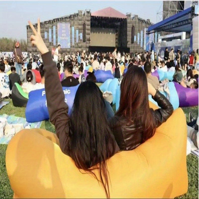 Portable Inflatable Sofa & Recliner Chair for Outdoor Use – Heavy-Duty Bed-Like Lounger, Quick Inflation & Deflation, Lightweight & Compact for Camping, Beach, Backyard & Travel, No Pump Needed