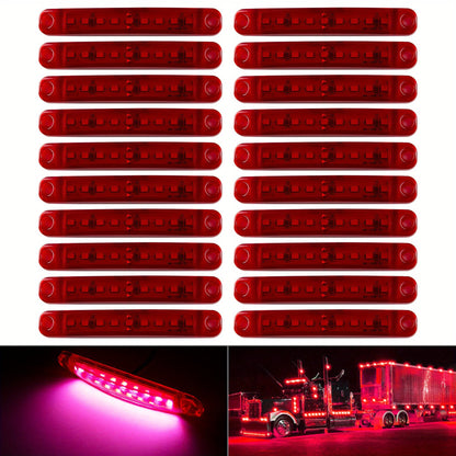 12V 9-LED Side Marker Lights 20-Pack Universal Indicator Clearance Lamp Bar for Truck Car Trailer SUV – White Red Amber Blue Green – Bright LED Side Marker Light Kit