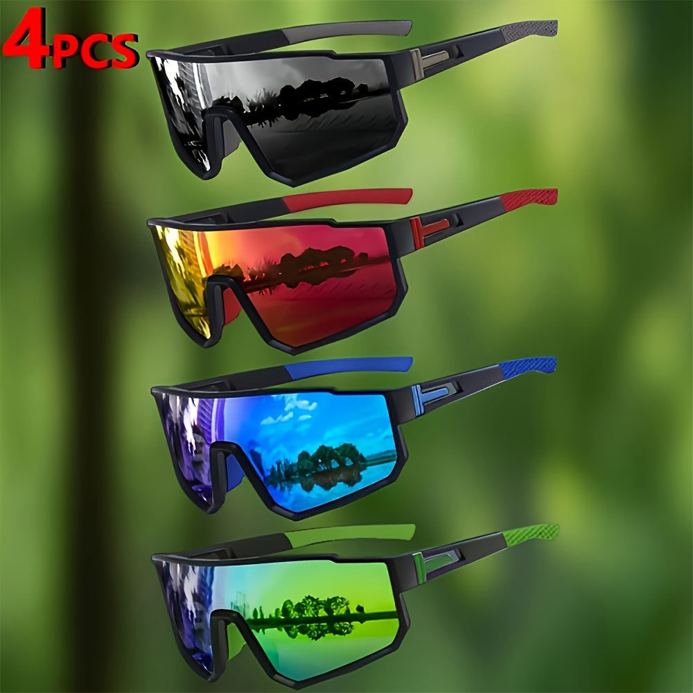 Square Frame Fashion Glasses 4 Pack for Men Women - Retro Trendy Colorful Eyewear Set UV Protection Lightweight Plastic Frame Glasses for Daily Wear, Parties, Halloween & Christmas Gifts