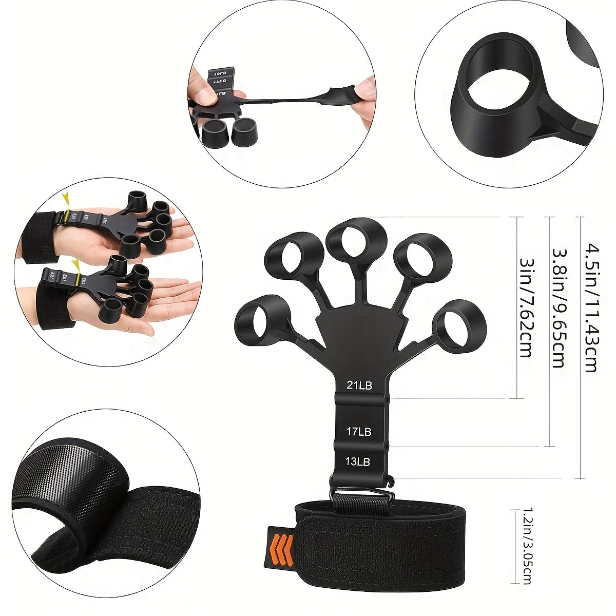 6-Piece Grip Strength Trainer Set – Adjustable Hand Gripper 10-130lbs with Auto Counter, Finger Exerciser, Forearm Workout Rings & Finger Stretcher, Hand Strengthener for Men Women All Hand Sizes