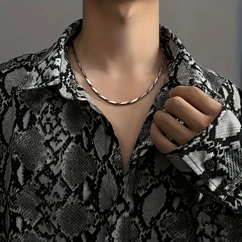 8pcs Men's Stainless Steel Necklace Set – Cuban Chain & Twisted Chain Hip Hop Street Style, Durable Fashion Chains for Men, Perfect Gift for Boyfriend, Son, Father's Day & Birthday