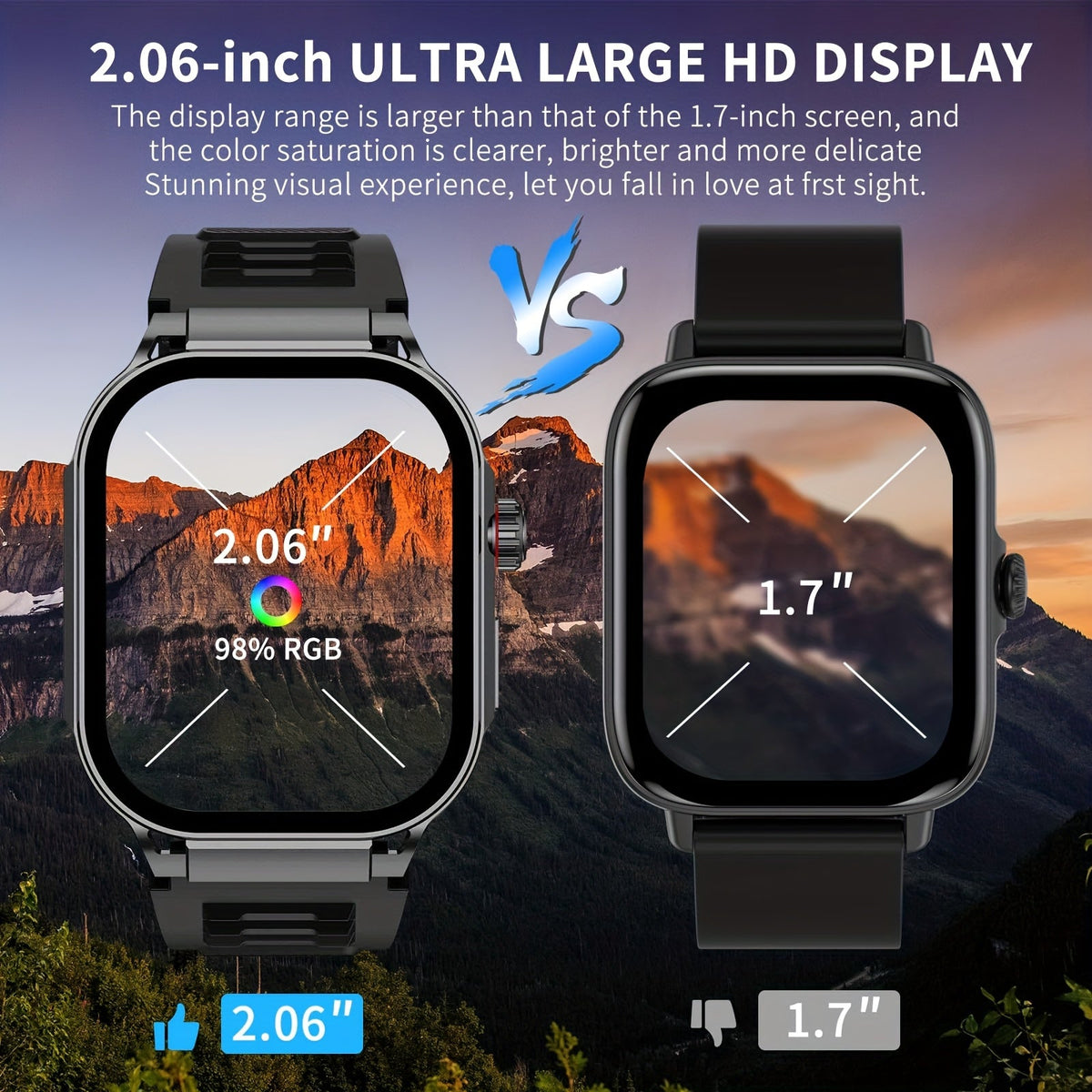 Smartwatch 2.1" HD Full Screen Display Bluetooth 5.3 with AI Voice Command, 400mAh Battery, Wireless Calls & SMS Alerts, 123+ Sports Modes, Music Playback & Social Sharing – Fashion Smart Watch for Men & Women