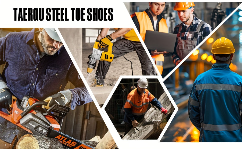 Steel Toe Work Shoes for Men Slip-On Lightweight Safety Sneakers Puncture-Resistant Non-Slip Loafers Black Grey Blue Sizes US 5.5-14