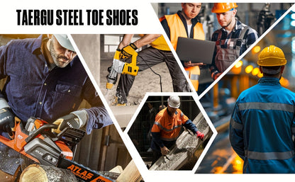 Steel Toe Work Shoes for Men Slip-On Lightweight Safety Sneakers Puncture-Resistant Non-Slip Loafers Black Grey Blue Sizes US 5.5-14