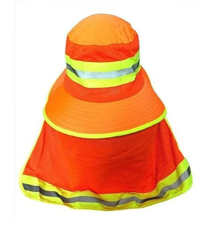 Men's High Visibility Reflective Sun Hat with Neck Flap – Wide Brim Boonie Bucket Cap, UPF UV Protection, Quick-Dry Breathable Mesh, Outdoor Fishing Hiking Camping Hat