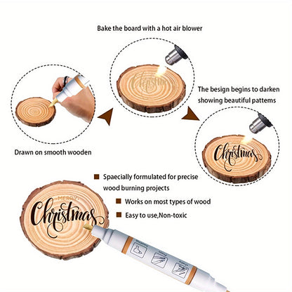 Wood Burning Paste Kit 6 Jars 1.5OZ Heat Activated Gel with Burning Pens & Tools, Pyrography Stencil Etching Cream for Wood Canvas Denim, DIY Craft Set for Beginners & Artists