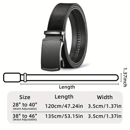 Men's Leather Slide Ratchet Dress Belt with Automatic Click Buckle – Zinc Alloy Buckle, Adjustable 28"-46" Waist, 8 Styles, Business Formal Belt, Perfect Gift for Husband, Father's Day & Christmas