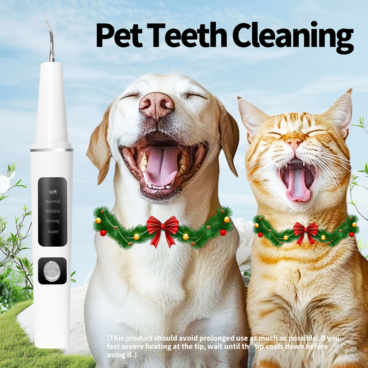 Electric Pet Teeth Cleaning Kit for Cats and Dogs USB Rechargeable Tartar Stain Remover with 4 Cleaning Heads 5 Modes - Dog Cat Dental Care Tool