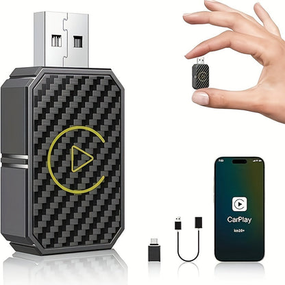 Mini Wireless CarPlay Adapter 2025 Upgraded – Plug & Play Wired to Wireless CarPlay Dongle for Apple iPhone & Android, Low Latency, Fast Stable Connection, No Battery Required, USB Set Included