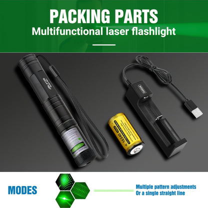 High Power Green Laser Tactical Flashlight Rechargeable with Star Cap & 16340 Battery – 200M Range Green Beam Pointer for Astronomy, Presentations, Construction & Outdoor Adventures (1 or 2 Set)
