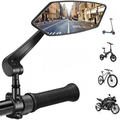 2-Pack Bicycle Rearview Mirror 360° Adjustable HD Wide Angle Shockproof Handlebar Side Mirror – Universal Fit for Mountain Bike, Road Bike, E-Bike, City Bike & Scooter, 22.2–25mm Handlebars