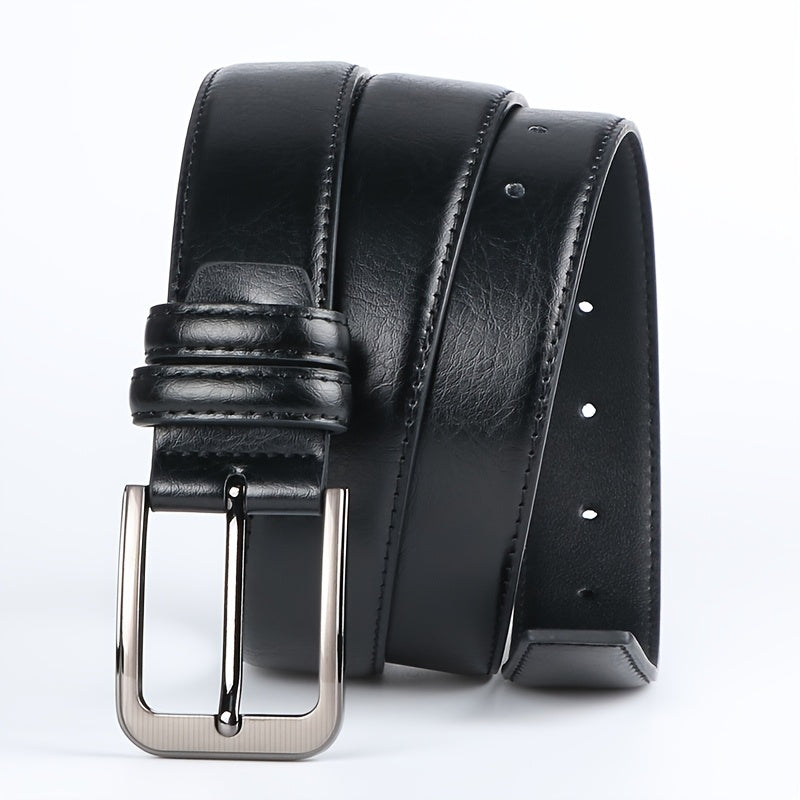 2-Pack Men's Genuine Leather Belt Set with Automatic Ratchet Buckle – Adjustable Fit 32"-44", Black & Brown, Business & Casual Dress Belt for Men
