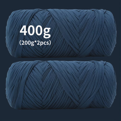 T-Shirt Fabric Yarn 400g (2 x 200g) Chunky Cotton Blend in 49 Colors – Soft Thick Yarn for Crochet Baskets, Bags, Rugs, Macrame & Knitting Projects – Beginner-Friendly Craft Yarn