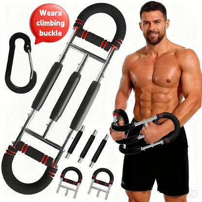 Arm Strength Trainer Chest Expander 3-Bar 3-Level Adjustable Resistance Tubes Portable Detachable Forearm Strengthener Home Gym Workout Device for Muscle Building Upper Body Training