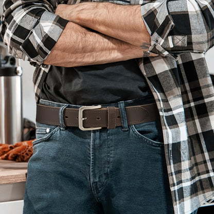 2-Pack Men's Genuine Leather Belts Gift Set – Handmade with Zinc Alloy Buckle, Sizes 30-50, Perfect for Daily Jeans, Father's Day, Christmas & Thanksgiving