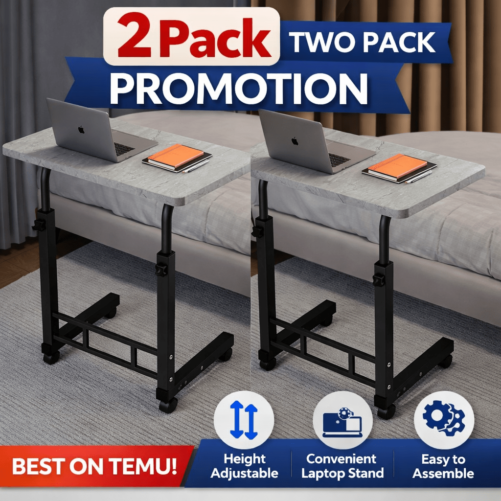 Mobile Lift Table Adjustable Height Rolling Laptop Desk Bedside Sofa Side Table for Bedroom Home Office