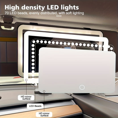 Rechargeable Ultra-Thin LED Car Visor Vanity Mirror 3 Light Modes Lighted Makeup Mirror for Car Truck SUV Low Voltage Sun Visor Mirror Gift for Women White