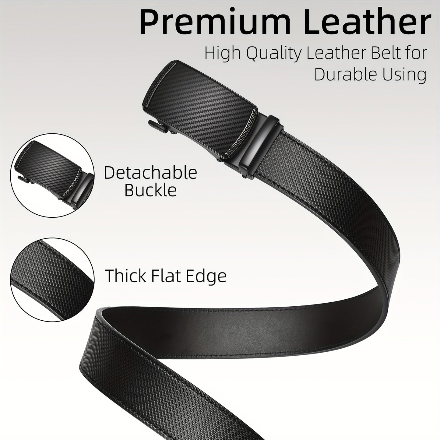 Men's Leather Slide Ratchet Dress Belt with Automatic Click Buckle – Zinc Alloy Buckle, Adjustable 28"-46" Waist, 8 Styles, Business Formal Belt, Perfect Gift for Husband, Father's Day & Christmas