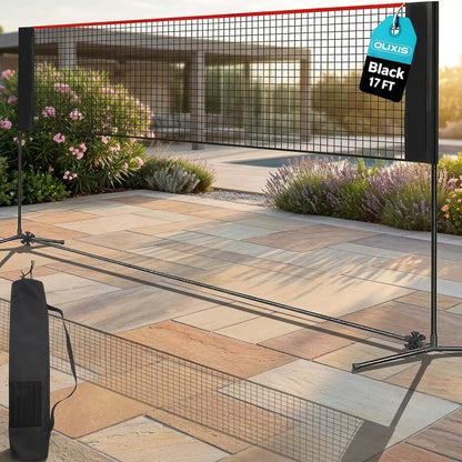 Portable Badminton Volleyball Net Set Adjustable Height & Tension Weather-Resistant with Carry Bag - Professional Grade for Backyard, Pool, Outdoor & Indoor Court Games