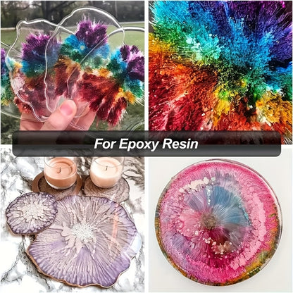 12 Color Metallic Alcohol Ink Set for Epoxy Resin Art – Concentrated Glitter Alcohol Pigment Dye for Resin Petri Dish & Cup Making, 0.34 oz per Bottle