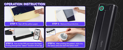 Peripage P90 Tattoo Stencil Printer – Portable Thermal Printer for Tattoo Transfer Paper, Compatible with iOS Android & PC, Mini Wireless Printer Includes 5pcs A4 Transfer Paper, Gift for Tattoo Artists