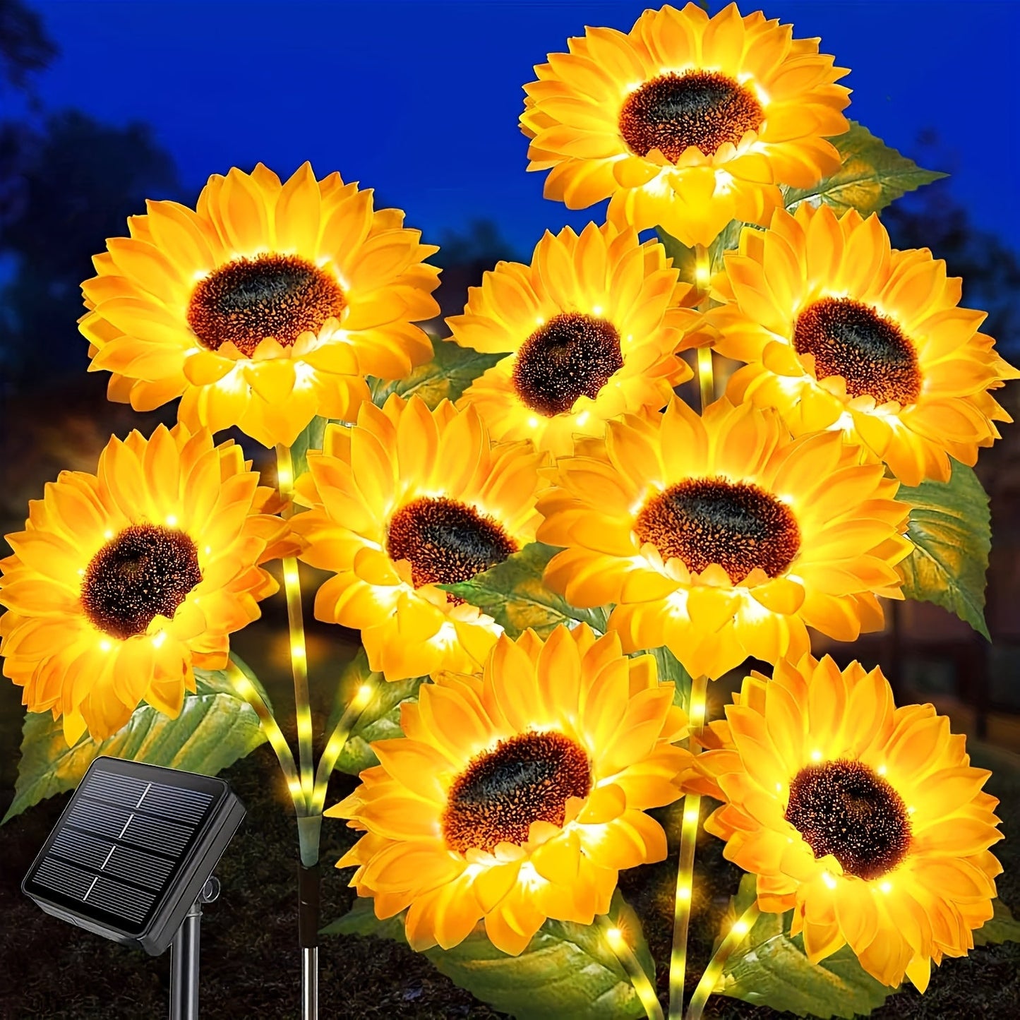 Solar Sunflower Garden Lights Outdoor Waterproof Decorative Stake Lights for Pathway Lawn Patio Yard Flower Bed Auto On Off Solar Powered Garden Decor Gift 1 or 2 Pack