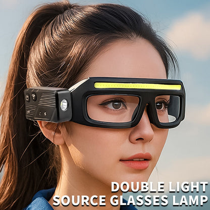 LED Glasses Headlamp – Head-Mounted Flashlight with Adjustable Brightness, Rotatable Beam & Strobe Mode for Night Running, Cycling, Fishing, Camping & Craft Work – Cool Design Outdoor Head Torch