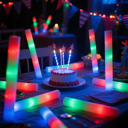 50pcs LED Foam Glow Sticks with 3 Flicker Modes – Colorful Bulk Glow Sticks for Parties, Weddings, Birthdays, Concerts, Christmas & New Year Celebrations