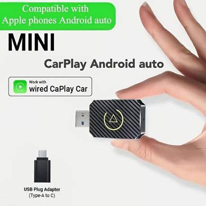 Mini Wireless CarPlay Adapter 2025 Upgraded – Plug & Play Wired to Wireless CarPlay Dongle for Apple iPhone & Android, Low Latency, Fast Stable Connection, No Battery Required, USB Set Included