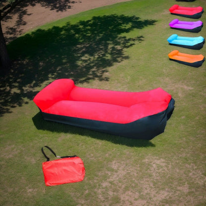 Portable Inflatable Sofa & Recliner Chair for Outdoor Use – Heavy-Duty Bed-Like Lounger, Quick Inflation & Deflation, Lightweight & Compact for Camping, Beach, Backyard & Travel, No Pump Needed