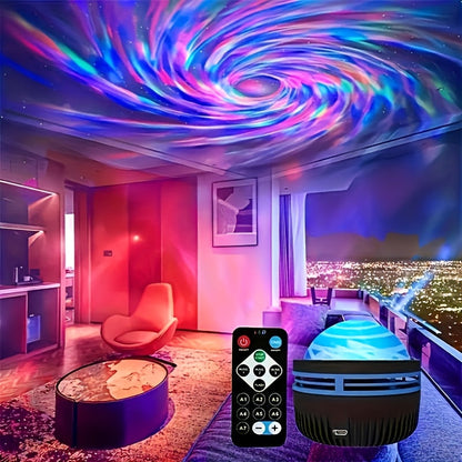 Galaxy Star Projector Night Light Aurora Borealis LED with Remote Control 7 Lighting Effects for Bedroom Kids Room Camping Wedding Party & Home Decoration – Romantic Starry Sky Atmosphere Lamp