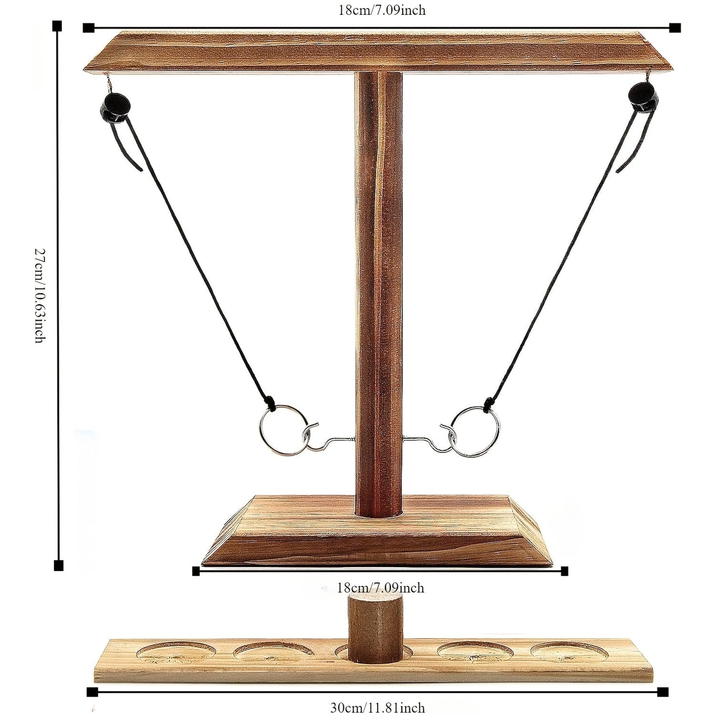 Wooden Ring Toss Game Set for Adults & Kids - Indoor Outdoor Hook & Ring Party Game, Easy Assembly Natural Wood Design, Fun Bar Backyard Family Game Night Gift
