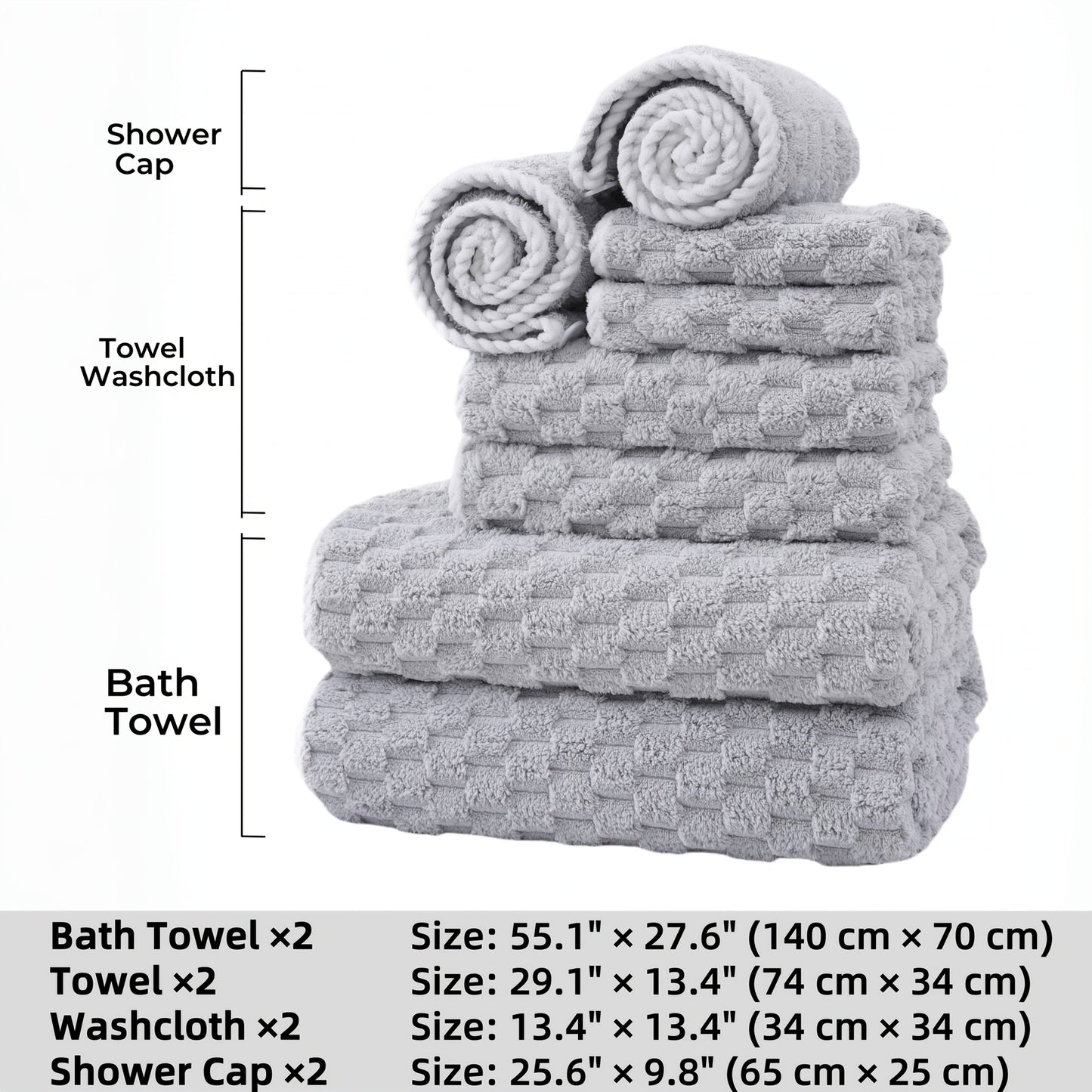 Waffle Weave Bath Towels 4-Pack & 8-Pack Ultra-Soft Quick-Dry Microfiber – Super Absorbent 281g/m² 80/20 Polyamide Spa Gym Travel Towels, Lint-Free Antimicrobial, Multiple Colors