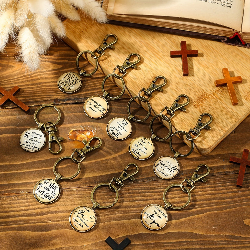 18Pcs Christian Keychain Bulk Set – Bible Verse Scripture Quote Inspirational Religious Keychains, Faith-Based Gifts for Sunday School, Pastor, Church Events & Baptism Favors