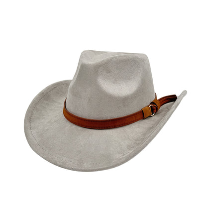 Retro Wide Brim Western Cowboy Hat for Men & Women – Classic Fedora Style Unisex Outdoor Hat for Casual Travel Beach Costume, Available in 7 Colors Brown Black Khaki Beige Grey White