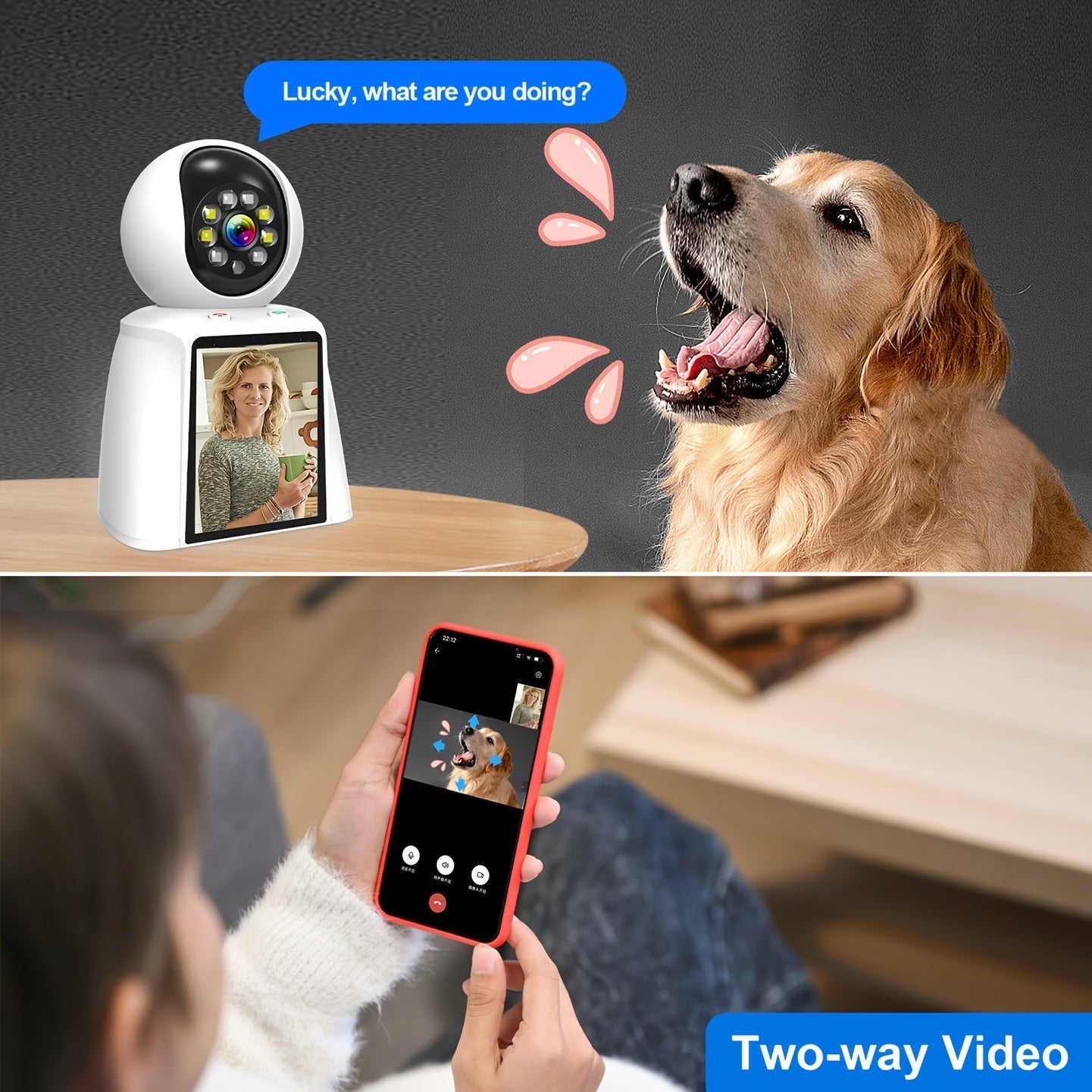 WiFi PTZ Indoor Camera with 3 Inch Built-In Screen 3MP HD Video Calling Two-Way Audio Color Night Vision AI Detection Pet Baby Elderly Monitor Home Security Camera App Control
