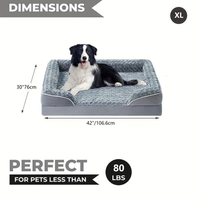 Orthopedic Dog Bed Extra Large Washable – C-Shape Memory Foam Sofa with Removable Cover, Nonskid Bottom & Bolster Support for Large & Giant Dogs, Grey