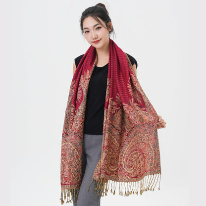 Phoenix Tail Paisley Pashmina Scarf – Thick Warm Wrap Shawl for Women, Luxurious Soft Fabric in 17 Vibrant Colors, Versatile for Formal Events, Everyday Wear & Gifting