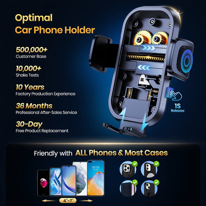 Universal Car Phone Holder Dashboard Mount - Adjustable Cell Phone Car Mount for iPhone, Samsung & All Android Smartphones, Stable Dash Mount with Flexible Viewing Angles, Easy One-Hand Operation
