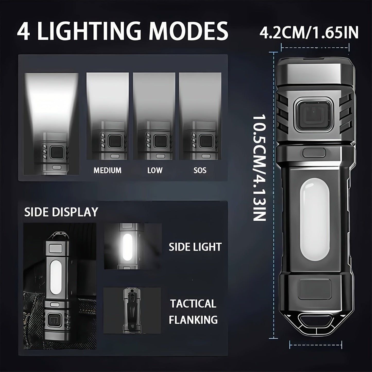 Mini Rechargeable LED Flashlight 3 or 6 Pack, 2000 Lumens COB 4 Modes USB-C Charging, Compact Handheld Flashlight with Back Clip & Built-In Battery for Camping Hiking Hunting Emergency