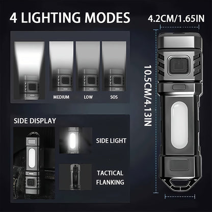 Mini Rechargeable LED Flashlight 3 or 6 Pack, 2000 Lumens COB 4 Modes USB-C Charging, Compact Handheld Flashlight with Back Clip & Built-In Battery for Camping Hiking Hunting Emergency