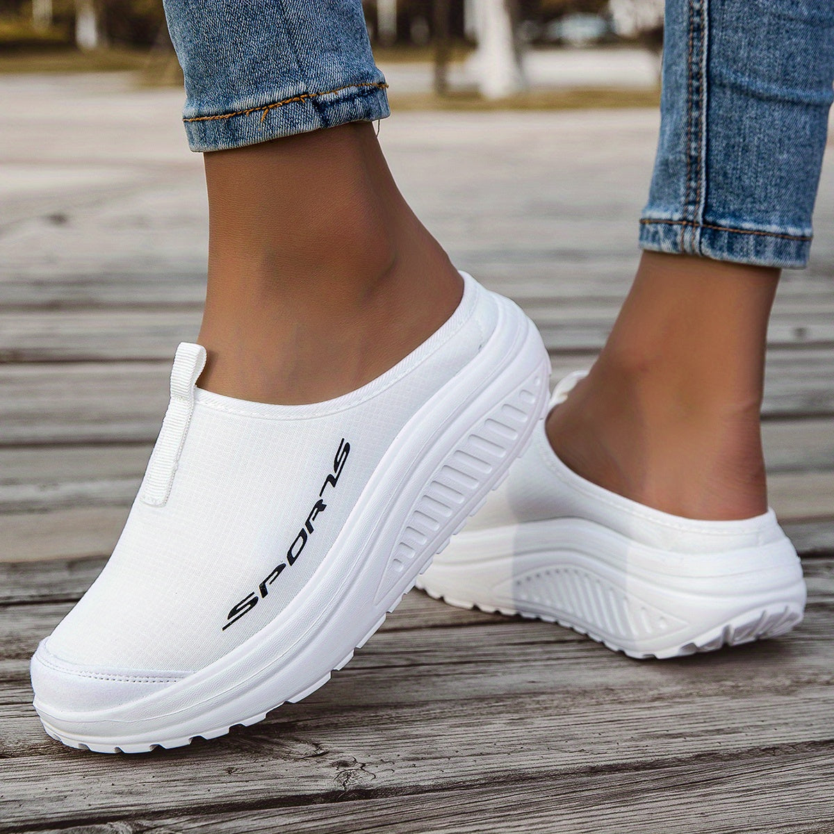 Women's Breathable Mesh Slippers Thickened Shock-Absorbing Sole Lightweight Anti-Slip Indoor Outdoor Casual Shoes Four-Season Comfortable Stylish Footwear White Black Apricot US Size 6-11