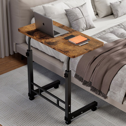 Mobile Lift Table Adjustable Height Rolling Laptop Desk Bedside Sofa Side Table for Bedroom Home Office